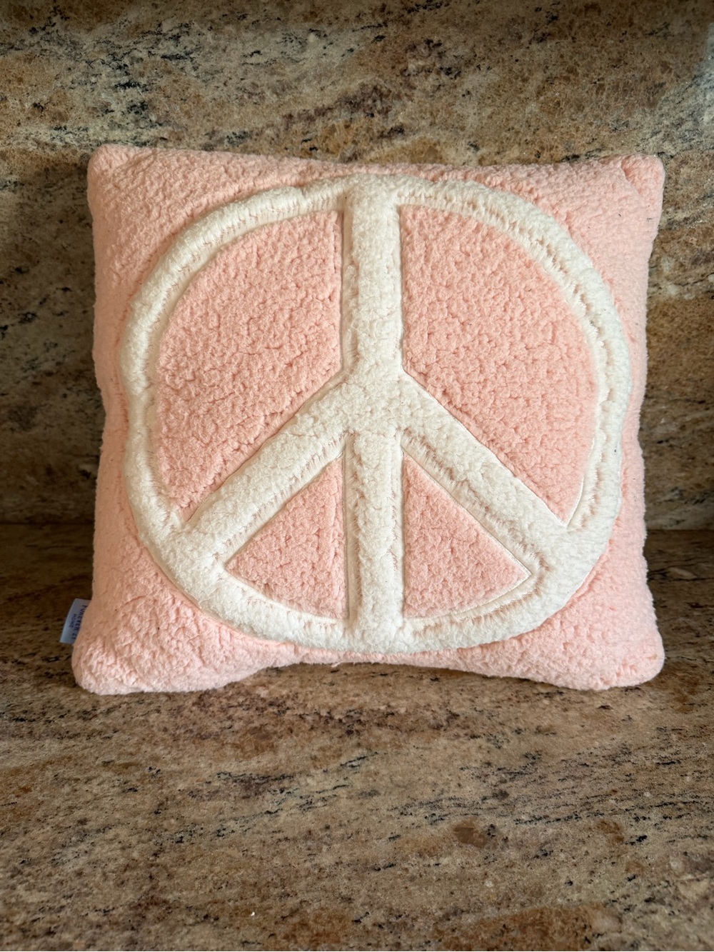 Forever 21 Pink Sherpa Peace Sign Throw Pillow